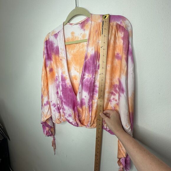 Revolve Tularosa Dolce Deep-V Pastel Tie Dye Pintuck Top Cuff Ties Medium - Picture 7 of 13